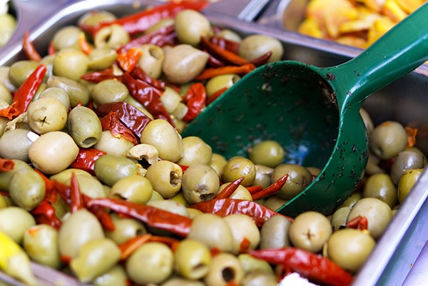 green scoop in olives