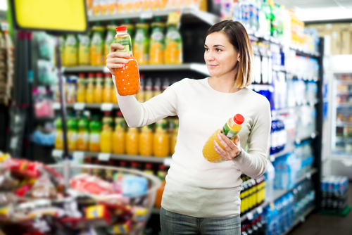 Woman looking at product