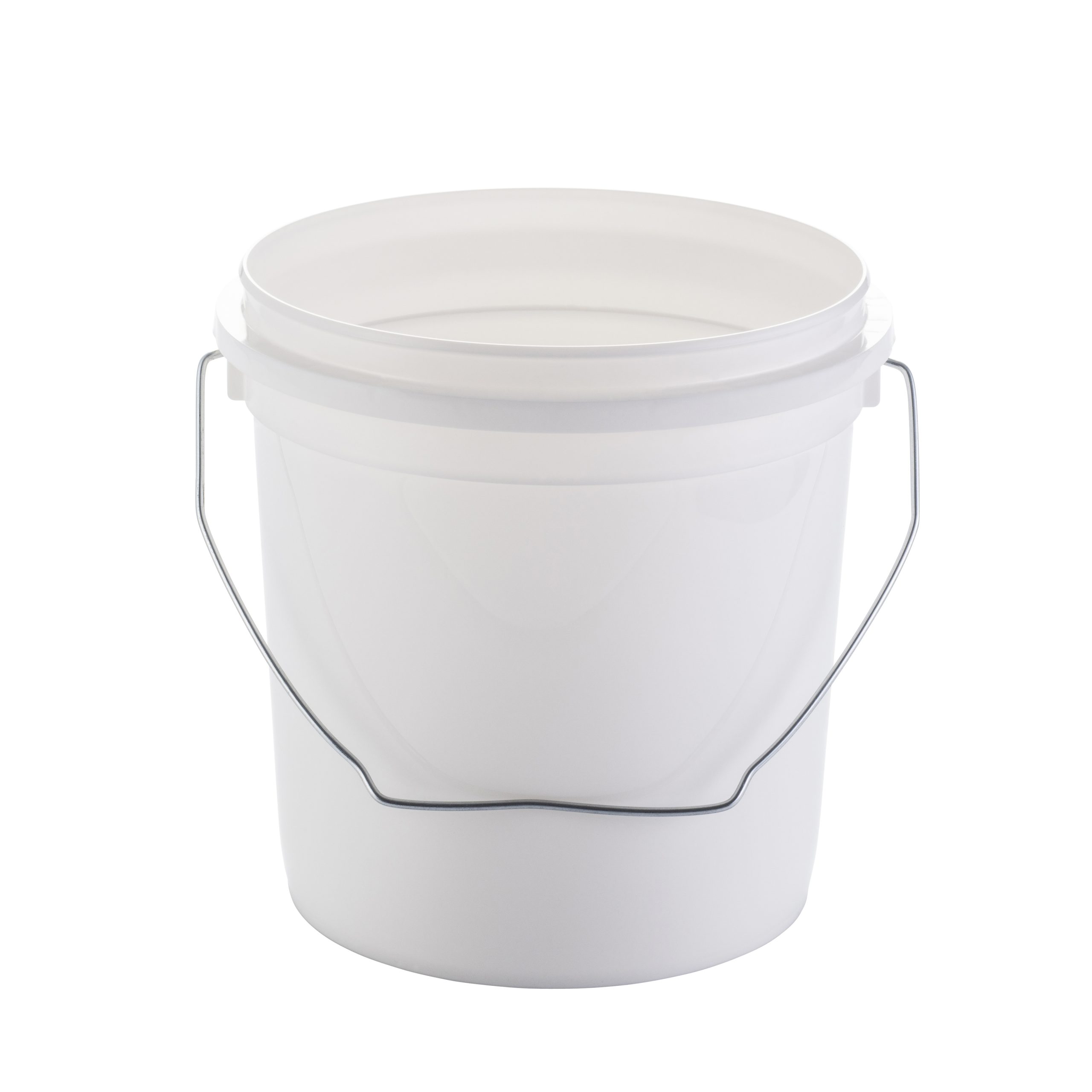 1 Gallon Round Plastic Buckets (White) w/ Plastic Handle