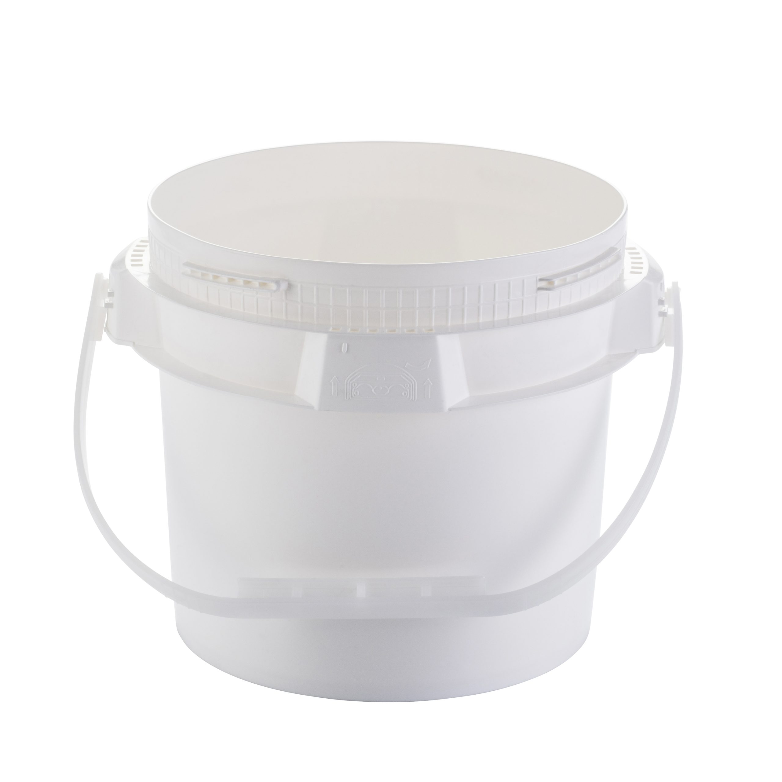 6.5 Gallon Screw Top Round Plastic Buckets w/ Plastic Handle & Lid