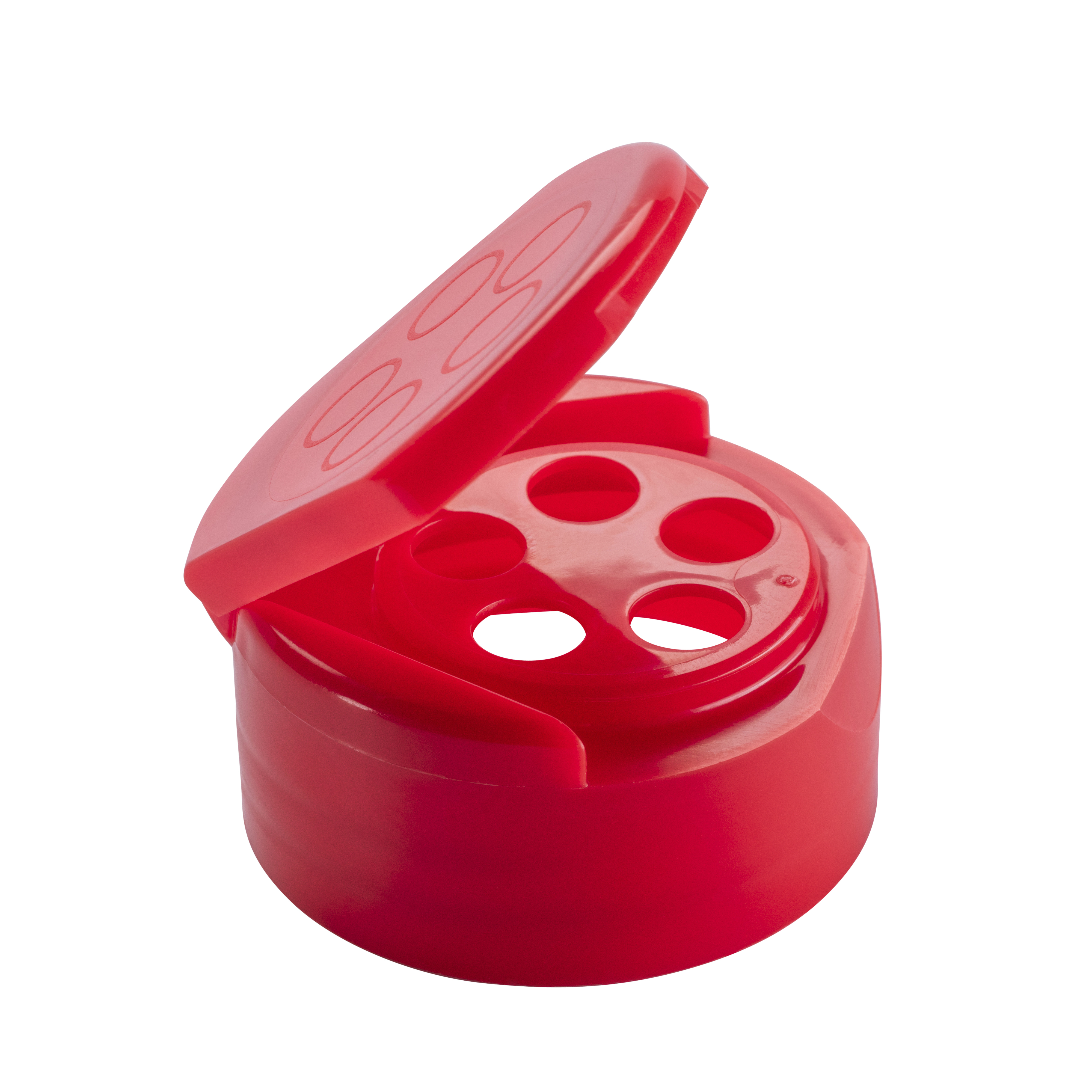Red cap with pouring holes